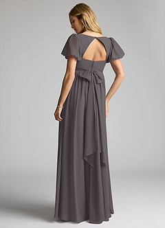 Azazie Madisynn Maternity Bridesmaid Dresses Bow Chiffon Floor-Length Dress image2