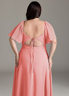 Azazie Chloe Bridesmaid Dresses Coral A-Line Sweetheart Neckline Chiffon Dress image13