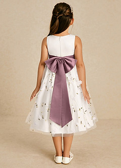 Azazie Pollie Flower Girl Dresses Ivory Vintage Mauve A-Line Bow Tulle Dress image2