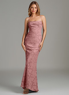 Azazie Ola Bridesmaid Dresses Dusty Rose Mermaid Corset Floral Burnout Dress image4