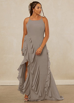 Christian Siriano Bridal for Azazie 1006 Robes de demoiselle d'honneur Robe Sirène en Mousseline de soie Rayé Taupe image10