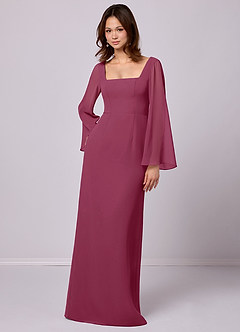 Barbie ♥ Azazie Final Sale Dusty Blue Sheath Bow Chiffon Dress image3