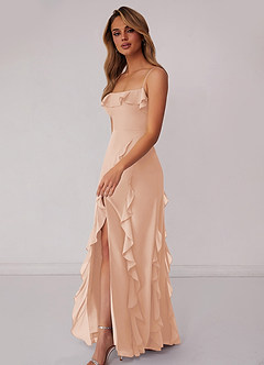 Barbie ♥ Azazie Bridesmaid Dresses English Rose Sheath Bow Chiffon Dress image5
