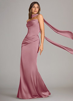Azazie Sorrel Bridesmaid Dresses Vintage Mauve Mermaid Strapless Stretch Satin Convertible Dress image4