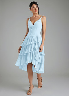 Azazie Rosa Bridesmaid Dresses Sky Blue A-Line Pleated Chiffon Dress image6