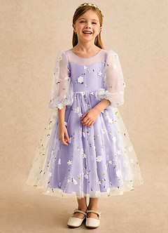Azazie Elowen Flower Girl Dresses Lilac A-Line Sweetheart Neckline Lace Dress image5