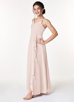 Azazie Naeem Junior Rose Petal A-Line Ruched Chiffon Dress image3