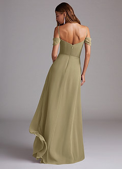 Azazie Marley Robes de demoiselle d'honneur Robe Trapèze Convertible en Mousseline de soie Épaule décolletée Vert Mousse image7