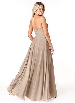 Azazie Emerald Final Sale Taupe A-Line Ruffled Chiffon Dress image3