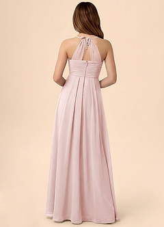 Azazie Ginny Junior Vestido de Rosa Rubor de Gasa de Corte en A con Plisado image4