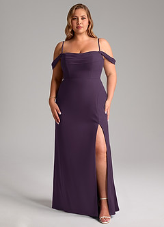 Azazie Saige Bridesmaid Dresses Plum A-Line Off the Shoulder Chiffon Convertible Dress image14