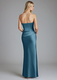 Azazie Lenya Bridesmaid Dresses Bermuda Sheath Pleated Stretch Satin Dress image2