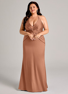 Azazie Valerie Suknie dla druhen Syrena Pofałdowany Satyna elastyczna Do ziemi Sukienka image9