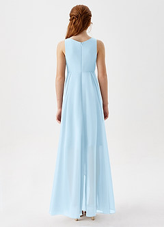 Azazie Lizette Junior Sky Blue A-Line Pleated Chiffon Dress image6