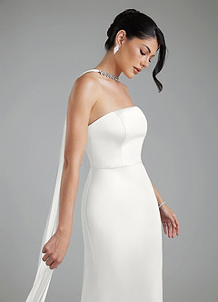 Azazie Tyler Bridesmaid Dresses White Sheath Strapless Stretch Satin Convertible Dress image6