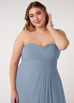 Azazie Arabella Allure Abiti da Damigella Abito Convertibile A-Line in Chiffon Scollo a Cuore Blu Polveroso image18