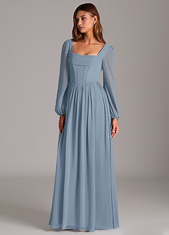 Azazie Maree Bridesmaid Dresses Dusty Blue A-Line Corset Chiffon Dress image1