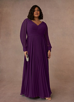 Azazie Zina Mother of the Bride Dresses Grape A-Line Pleated Chiffon Dress image7