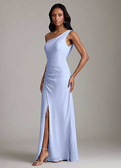 Azazie Madelyn Bridesmaid Dresses Ice Mermaid One Shoulder Chiffon Convertible Dress image6