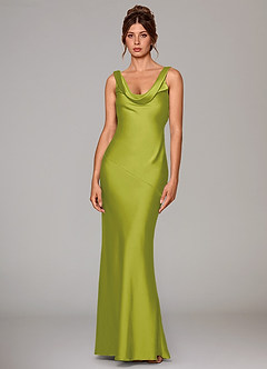 Azazie Rylina Bridesmaid Dresses Lemongrass Mermaid Stretch Satin Dress image1