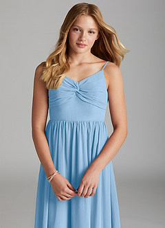 Azazie Zeya Junior A-Linie Chiffon Kleid Puderblau image6