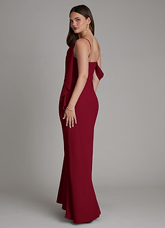 Azazie Yura Bridesmaid Dresses Burgundy Mermaid Off the Shoulder Chiffon Dress image6
