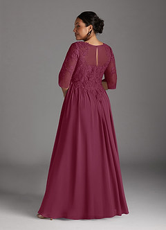 Azazie Mirielle Kleider für die Brautmutter A-Linie Schaufel Spitze Chiffon Kleid Maulbeerrot image8