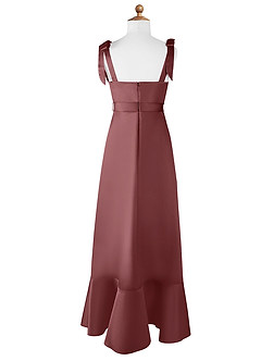 Azazie Barbara Vestido de Rosa Del Desierto de Satin Mate de Acampanado con Lazo image7