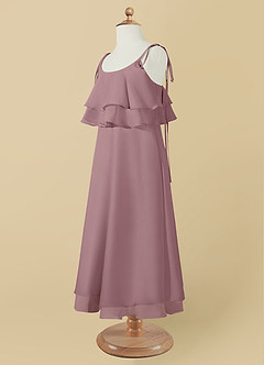 Azazie Temi Flower Girl Dresses Dusty Rose A-Line Spaghetti Strap Chiffon Dress image15