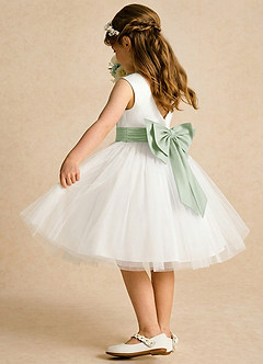 Azazie Sosie Abiti da Ragazza di Fiori Abito A-Line in Tulle Plissettato Avorio Salvia Polverosa image4