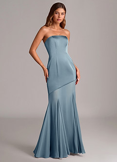 Azazie Uma Bridesmaid Dresses Dusty Blue Mermaid Strapless Chiffon Convertible Dress image3