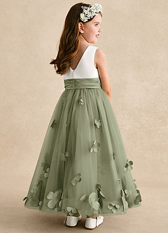 Azazie Vi Flower Girl Dresses Pistachio A-Line Sleeveless Tulle Dress image4