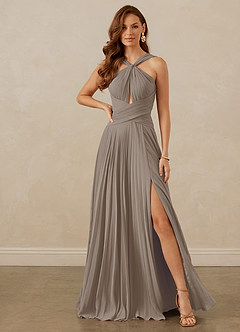 Christian Siriano Bridal for Azazie 1009 Brautjungfernkleider A-Linie Plissee Chiffon Kleid Taupe image2