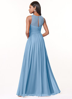 Azazie Nina Robes de demoiselle d'honneur Robe Trapèze en Mousseline de soie Plissée Poudre Bleue image2