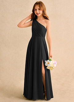 Azazie Puddles Girls Formal Flower Girl Klänningar Klä A-Line i Chiffong Ena axeln image3