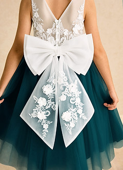 Azazie Lina Flower Girl Dresses Ivory Pine Ball-Gown Lace Dress image7