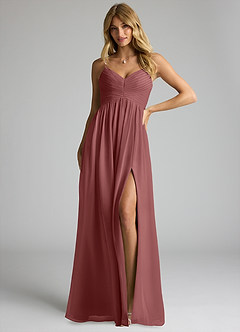 Azazie Alia Bridesmaid Dresses Amethyst A-Line Pleated Chiffon Dress image1