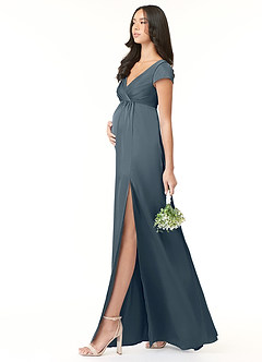 Azazie Allessia Abiti da damigella d'onore premaman Abito A-Line Plissettato Raso Elasticizzato Floor-Length image3