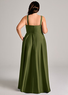 Azazie Shaude Brautjungfernkleider A-Linie Plissee Stretch-Satin Kleid Helles Olivgrün image14