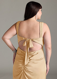 Azazie Jesaphine Brautjungfernkleider Etui Schleifen Stretch-Satin Kleid Gold image13