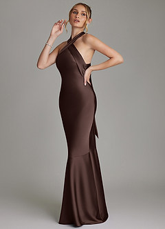 Azazie Reign Bridesmaid Dresses Ganache Mermaid Pleated Stretch Satin Dress image6