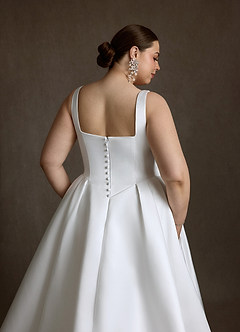 Azazie Celeste Abiti da Sposa Abito Principessa in Raso con tasche Bianco Diamante image6