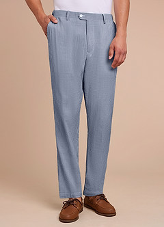 front Gavin Blue Striped Seersucker Dress Pants
