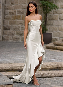 Siren White Mermaid Prom Dress image5