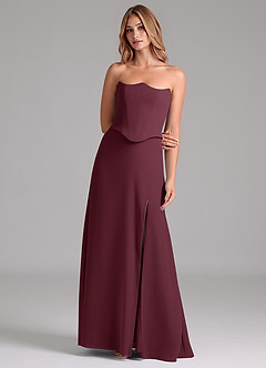 Azazie Jenilyn At-home Try On Dresses Cabernet A-Line Strapless Chiffon Dress image4