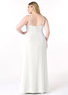 Azazie Leo Bridesmaid Dresses White Mermaid V-Neck Pleated Chiffon Dress image8