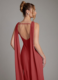 Azazie Essence Bridesmaid Dresses Rust Sheath Chiffon Dress image7