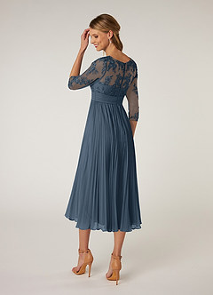 Azazie Tutu Mother of the Bride Dresses Neptune A-Line Boatneck Lace Chiffon Dress image4