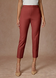 front Kennedy Terracotta Structured Stretch Pants Suit