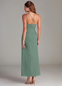 Azazie Eren Bridesmaid Dresses Eucalyptus Mermaid One Shoulder Chiffon Dress image7